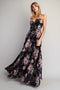 Black Floral V-Neck Sleeveless Maxi Dress