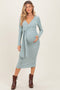 Sage Ribbed Long Sleeve Maternity Wrap Dress