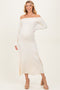 Ivory Off Shoulder Maternity Midi Sweater Dress