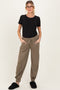 Olive Waffle Knit Raw Seam Maternity Joggers