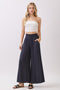 Navy Smocked Waist Ankle Wide Leg Pants