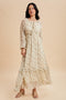 Cream Floral Chiffon Ruffle Detail Maxi Dress