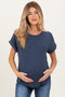 Navy French Terry Maternity Top