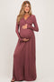 Burgundy Long Sleeve Maternity Nursing Maxi Dress