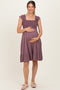 Plum Smocked Tiered Maternity Mini Dress