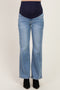 Blue Side Seam Detail Relaxed Bootcut Maternity Jeans