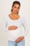 Ivory Lettuce Hem Fitted Long Sleeve Maternity Top