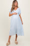 Light Blue Smocked Ruffle Maternity Dress