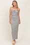 Ivory Striped Twist Front Halter Midi Dress