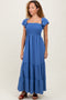 Blue Ruffle Tiered Maxi Dress