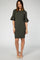 PinkBlush Olive Fitted Ruffle Sleeve Dress