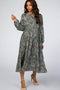 Jade Floral Pleated Skirt Maternity Midi Dress
