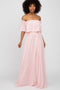 Light Pink Chiffon Off Shoulder Gown