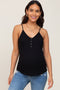 Black Ribbed Snap Button Maternity Cami