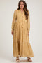 YellowFloral Chiffon Front Tie Tiered Maternity Maxi Dress