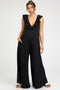 Black Ruffle Accent Wide Leg Maternity Jumpsuit