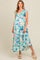 Teal Floral Ruffle Accent V-Neck Maternity Maxi Dress