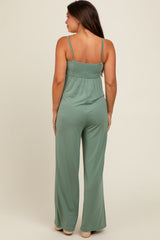 Light Olive Wide Leg Maternity Jumpsuit