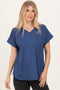 Navy V-Neck Pocket Short Sleeve Shirt