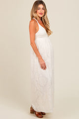 Ivory Floral Jacquard Crossback Maternity Maxi Dress