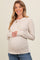 Beige Striped Long Sleeve Ribbed Maternity Top