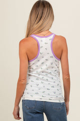Lavender Trim Floral Maternity Tank Top