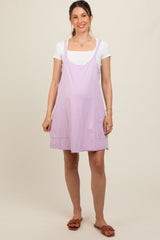 Lavender Comfy Knit Maternity Mini Dress with Shorts