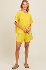 Lime Ribbed Shorts Set