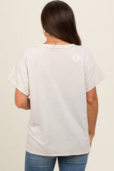 Cream Front Pocket Maternity Short Sleeve Top