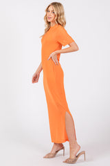 Orange Layered Mesh Maxi Dress