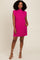 Fuchsia Textured Knit Mock Neck Mini Dress