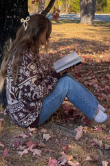 Mocha Printed Button Up Cardigan