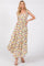 Light Olive Floral Open Back Midi Dress