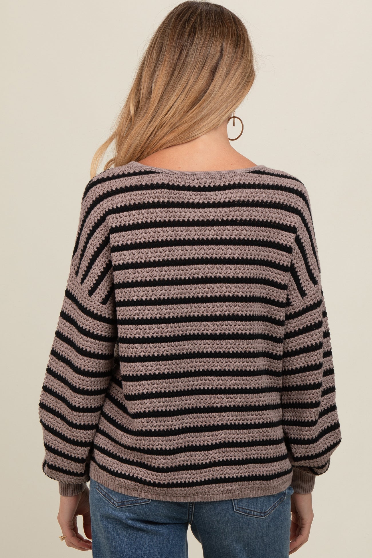 Mocha Striped Maternity Sweater