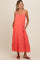 Coral Tiered Hem Maternity Midi Dress
