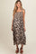 Black Printed Smocked Shoulder Tie Maternity Midi Dress