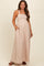 Beige Striped Back Cut Out Maternity Maxi Dress