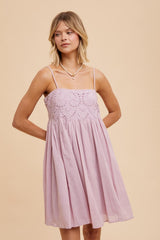 Lavender Eyelet Lace Babydoll Maternity Mini Dress