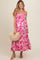 Fuchsia Floral Smocked Tiered Maternity Midi Dress