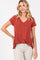 Rust Basic V-Neck Short Sleeve Top