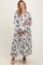 Black Floral Button Front Tiered Long Sleeve Maternity Plus Maxi Dress
