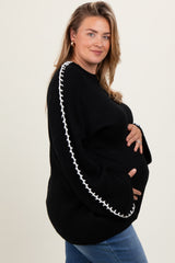 Black Contrast Stitch Maternity Plus Sweater