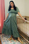 Sage Flowy Ditsy Floral Smocked Maternity Midi Dress