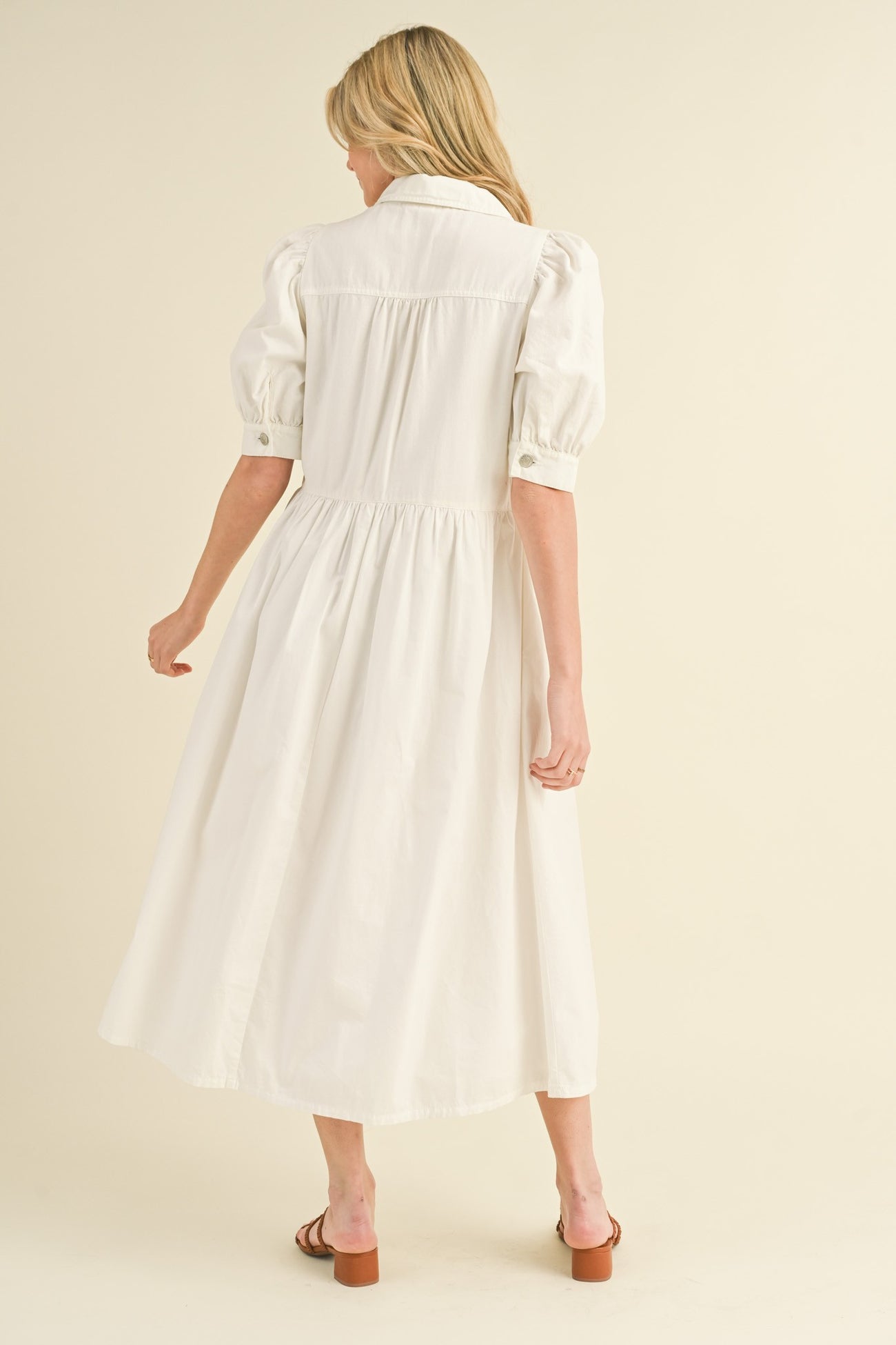 White Half Zip Midi Dress