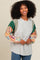 Heather Grey Mixed Print Bubble Sleeve Top