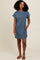 Blue Ribbed Round Hem Dress