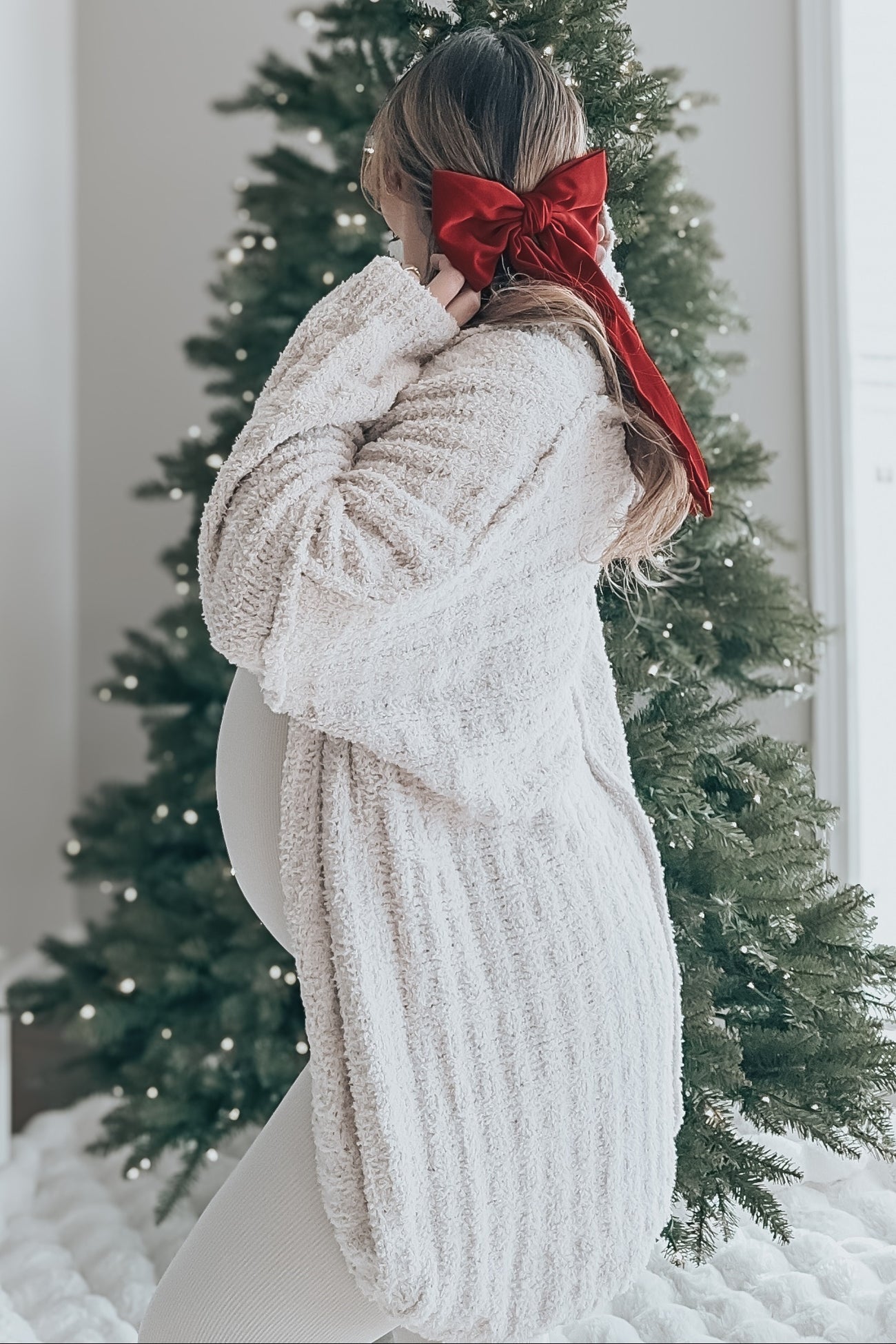 Beige Chunky Knit Dolman Maternity Cardigan