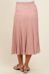 Mauve Ribbed Knit A-Line Midi Maternity Skirt