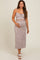 Light Taupe Floral Knit Crop Top and Midi Skirt Maternity Set