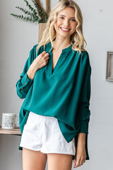 Forest Green V-Neck Maternity Oversized Blouse